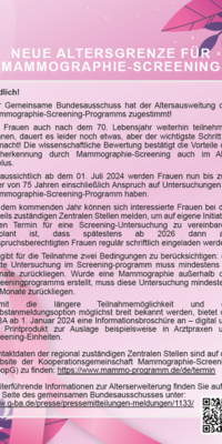 Neue Altersgrenze für Mammographie-Screening